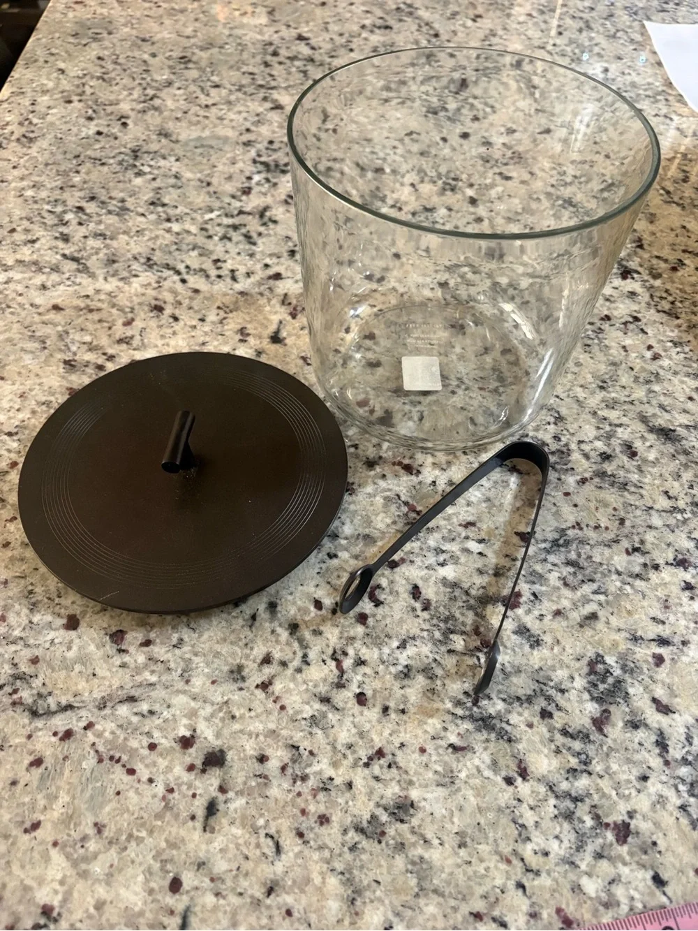 Pottery Barn bronze glass ice bucket with tongs new with tag
